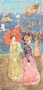 Maurice Prendergast Figures Under the Flag oil